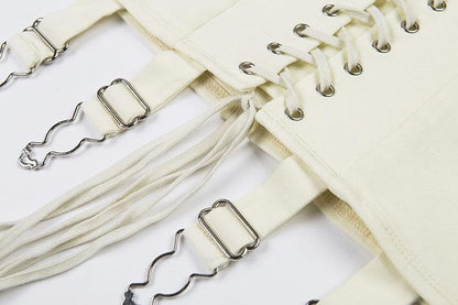 Lace up front high waist vintage skirt