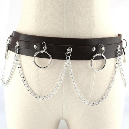 PU leather o ring metal chain belt