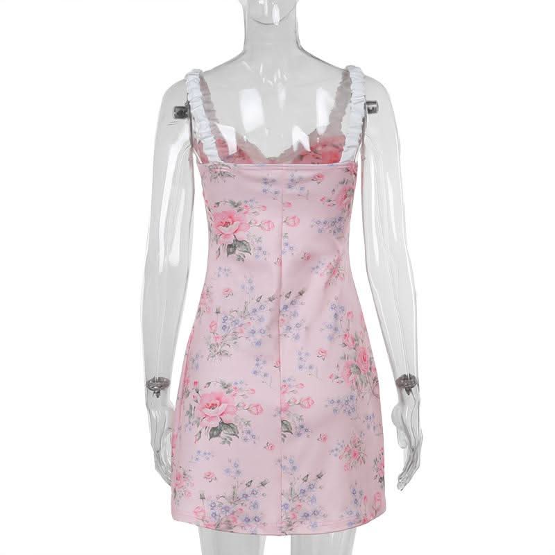 Sweetheart neck flower print cami mini dress