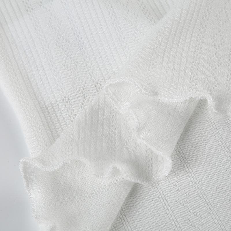Long sleeve u neck button textured top