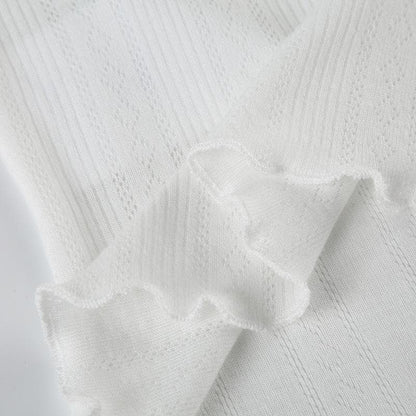 Long sleeve u neck button textured top