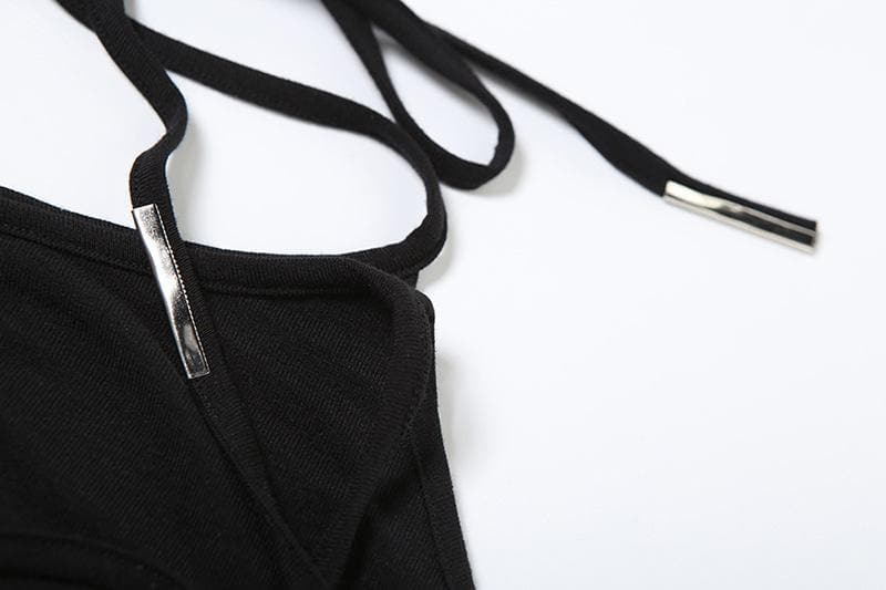 Halter backless solid ruched top