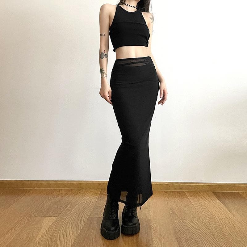 Mesh off shoulder halter solid backless ruched top