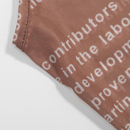 Crewneck sleeveless letter print mesh maxi dress