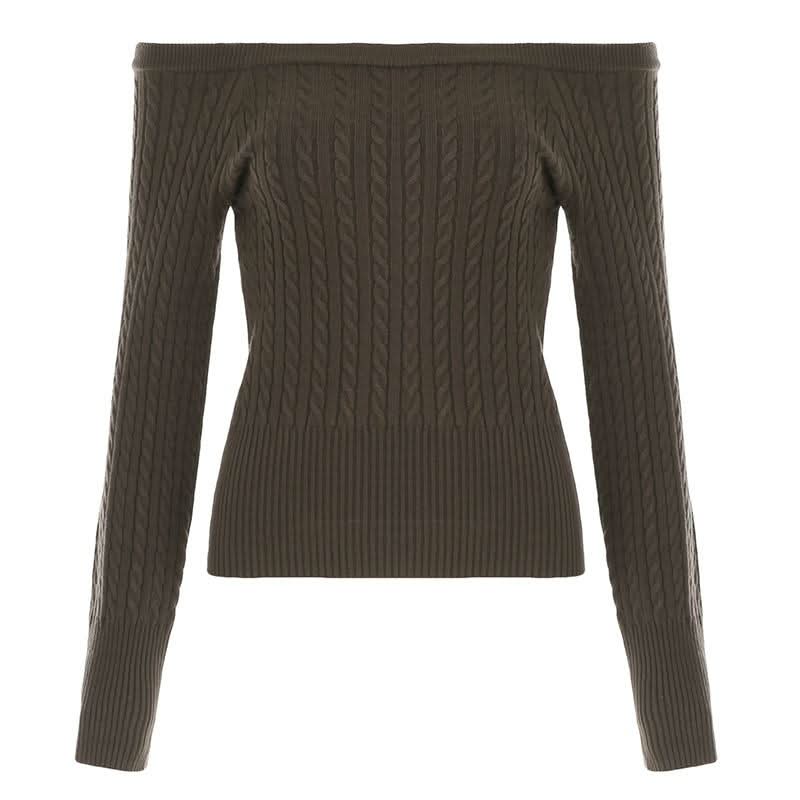 Long sleeve off shoulder solid sweater top