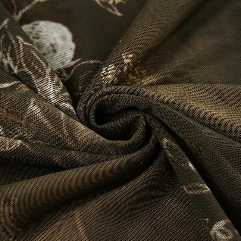 U neck print mesh cami maxi dress