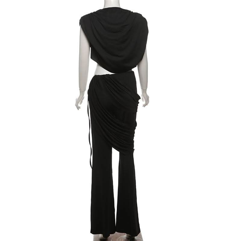 Cap sleeve ruched solid pant set