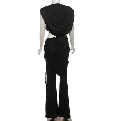 Cap sleeve ruched solid pant set