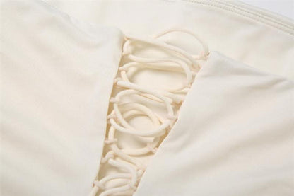 Halter cross front lace up mini dress-final-sale