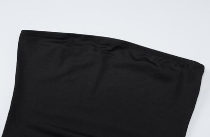 Strapless Tube Side Slit Backless Bodycon Maxi Dress