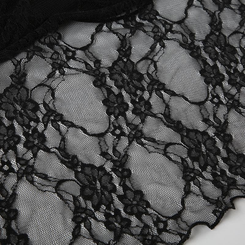 Halter backless lace hem crop top