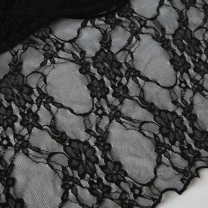 Halter backless lace hem crop top