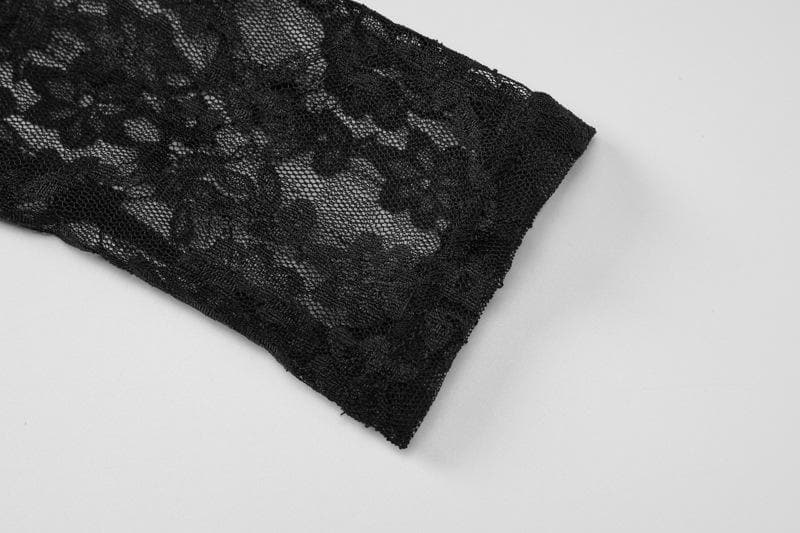 Floral Lace Glove Sleeve Opaque Bustier Sweetheart Neck Bodycon Mini Dress