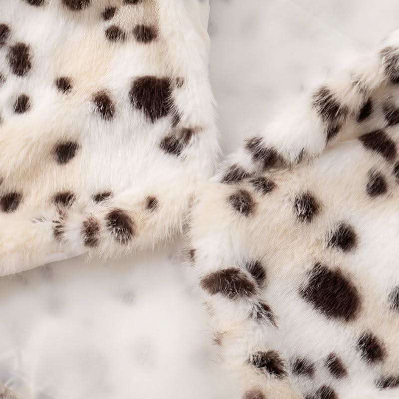 Leopard print fluffy hoodie crop top