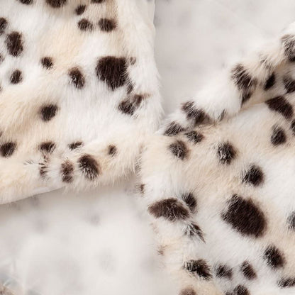Leopard print fluffy hoodie crop top