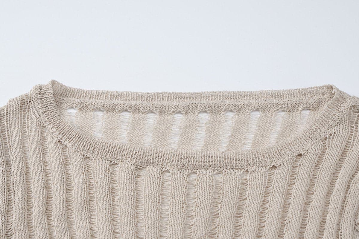 Long sleeve u neck knitted solid top