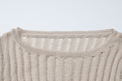 Long sleeve u neck knitted solid top