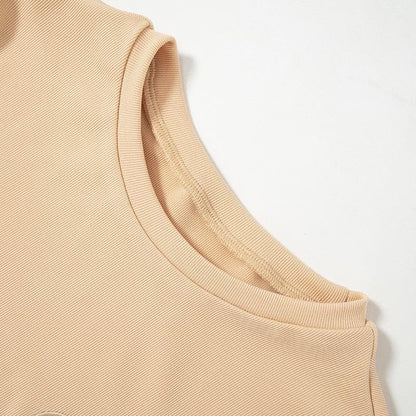 Short sleeve crewneck solid ribbed pant set