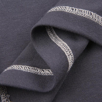 Stitch contrast long sleeve crewneck top