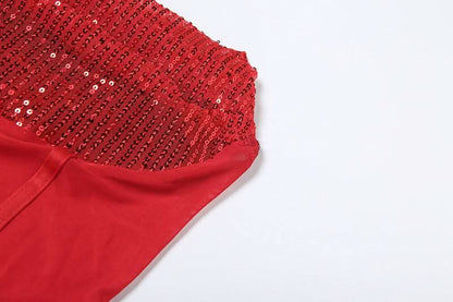 Glitter mesh patchwork tube mini dress