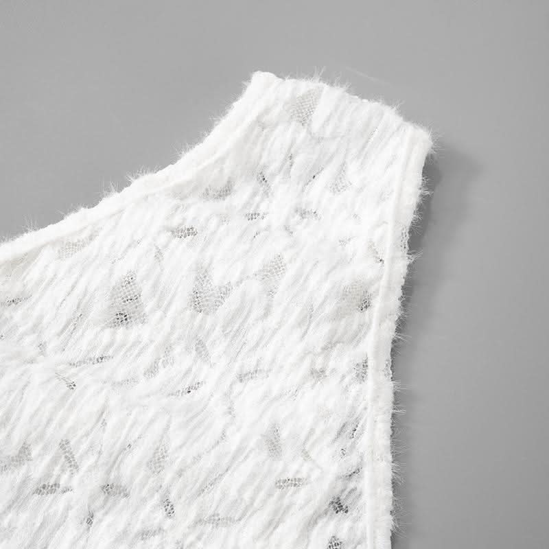One shouler drawstring lace fluffy top