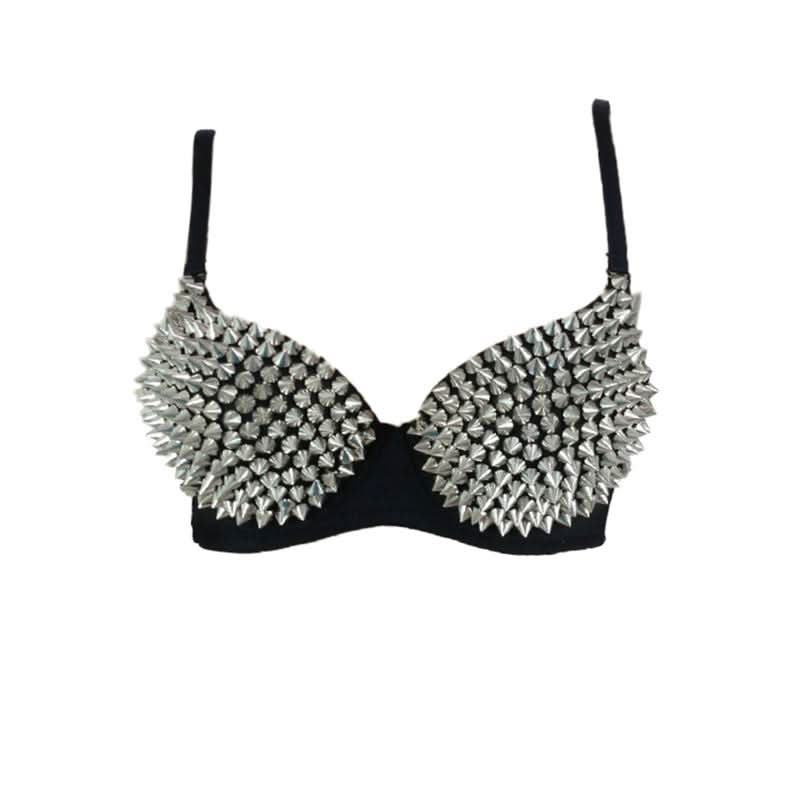V neck rivet applique backless contrast cami top