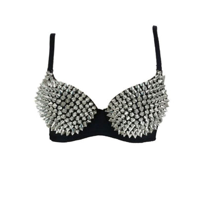 V neck rivet applique backless contrast cami top