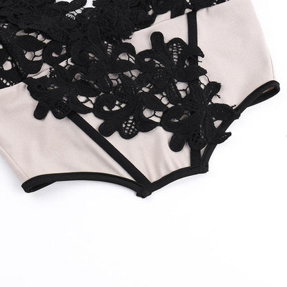 Flower embroidery bustier backless cami top