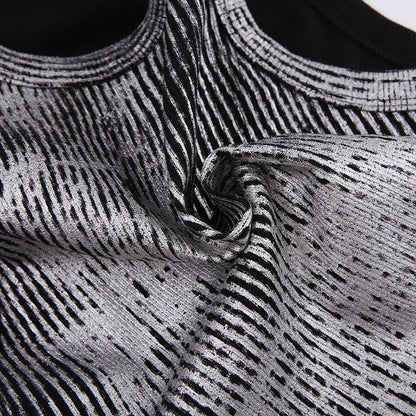 Textured contrast sleeveless crewneck patchwork crop top