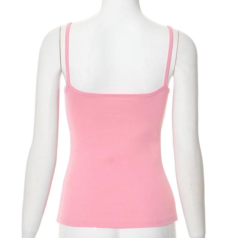 U neck beaded lace hem cami top