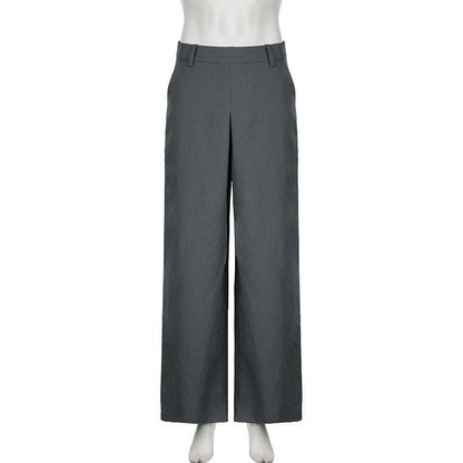 Zip-up wide leg medium rise pant