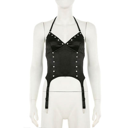 Halter self tie v neck backless solid top