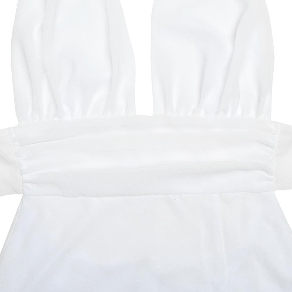 Halter deep v neck ruched high slit maxi dress