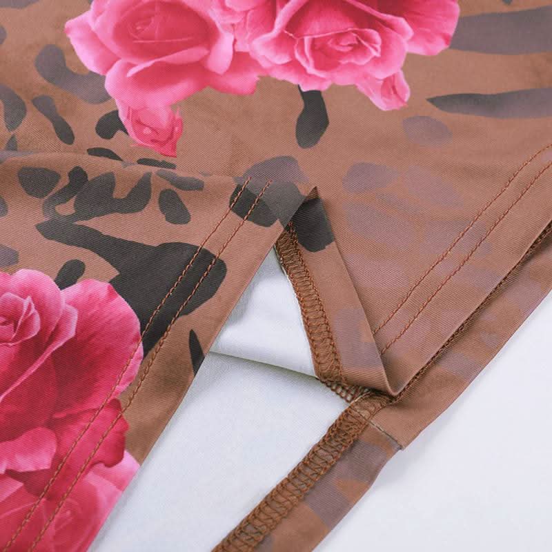 Halter cowl neck flower print ruched maxi dress