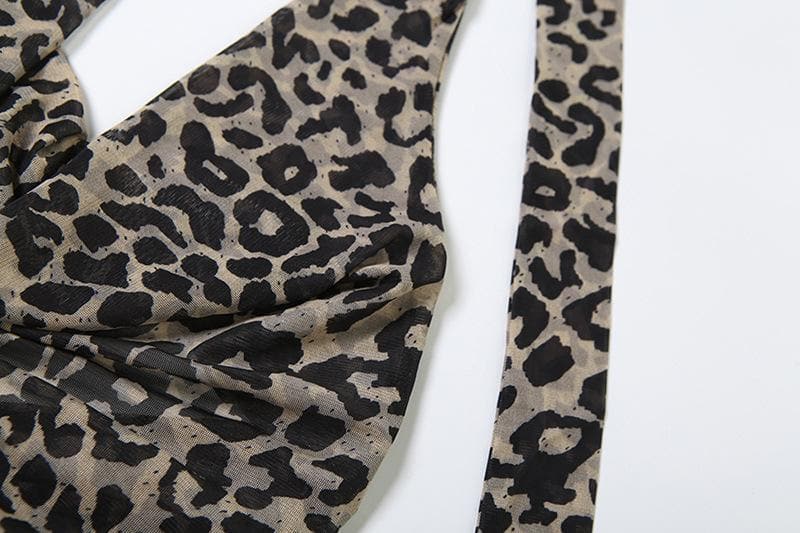 Halter leopard print backless top