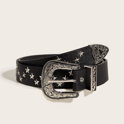 Star PU leather adjustable belt