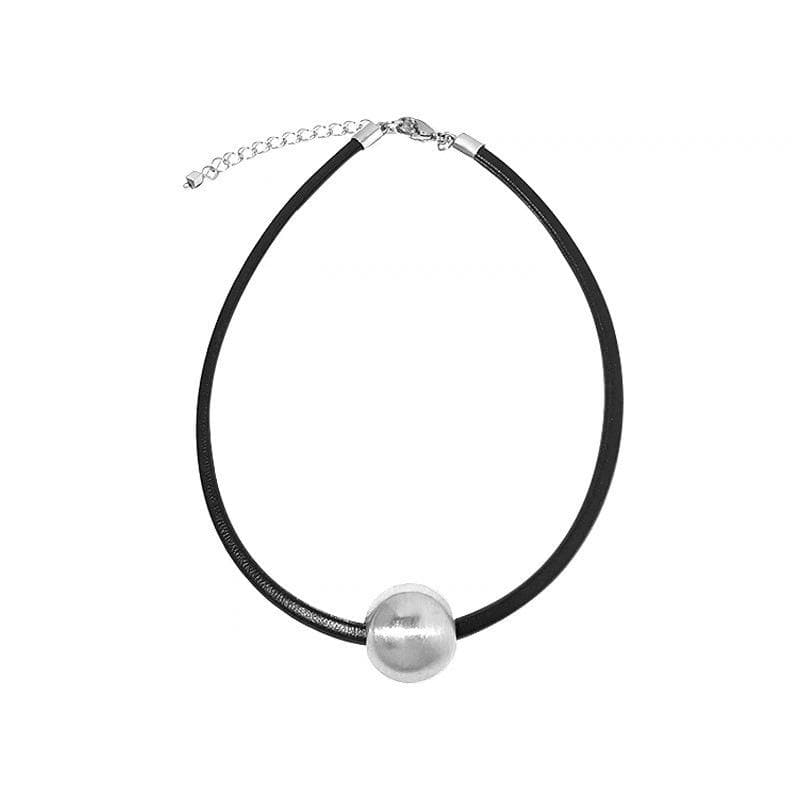 Metal ball contrast choker necklace