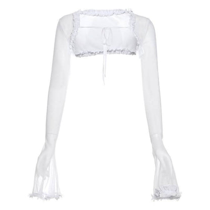 Ruffle “9” pattern backless tube top