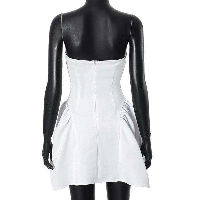 Ruched zip-up backless stitch tube mini dress
