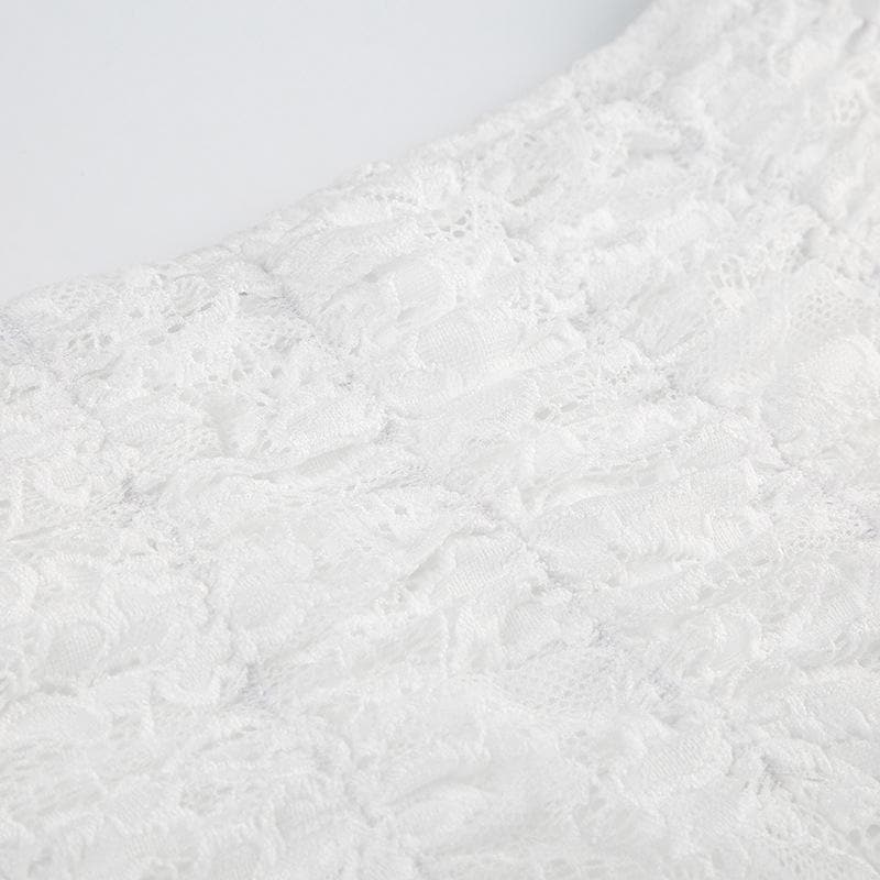 Ruched lace patchwork ruffle irregular mini skirt