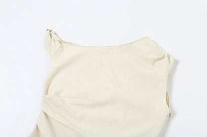 Off shoulder irregular solid zip-up top