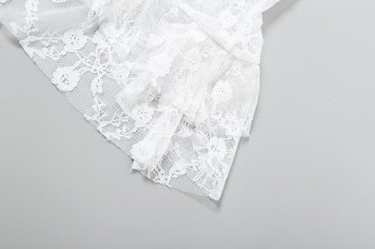 Lace patchwork letter pattern crop top