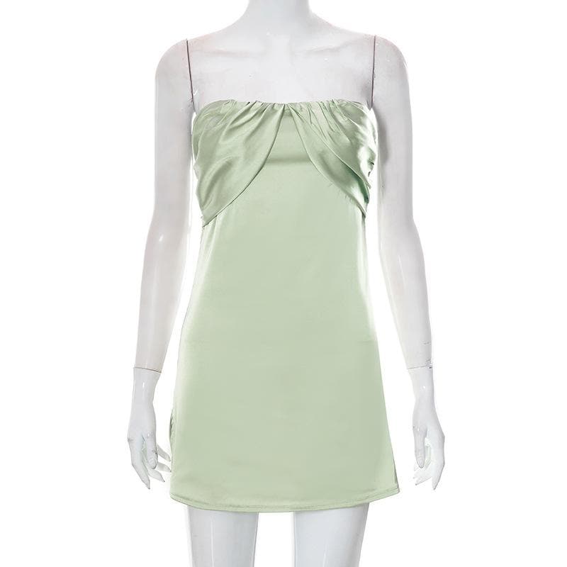 Strapless Tube Ruched Bust Bandeau Bodycon Mini Dress