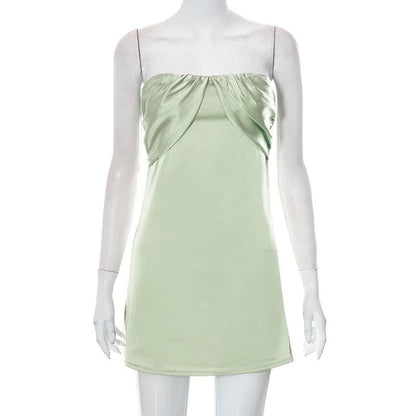 Strapless Tube Ruched Bust Bandeau Bodycon Mini Dress