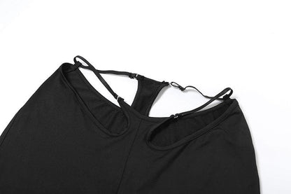 Halter hollow out solid backless pant set