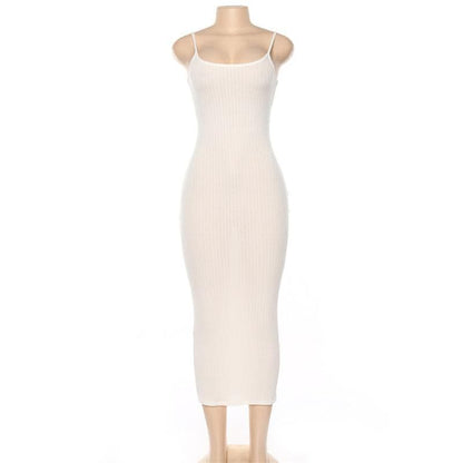 Ribbed solid cami midi dress