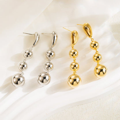 Faux pearl pendant stud earrings