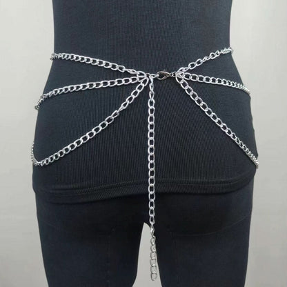 Metal chain cross decor o ring waist chain