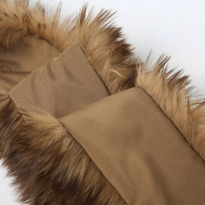 Metal chain fluffy brown decor belt
