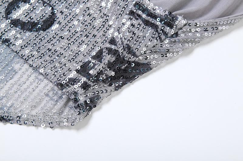 Halter cowl neck glitter buckle print top